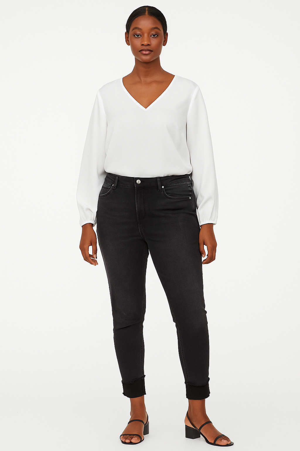 Terra & Sky Plus Size High Rise Vintage Crop Jeans – Black