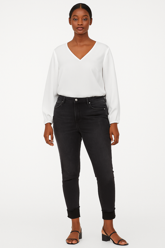 Terra & Sky Plus Size High Rise Vintage Crop Jeans – Black