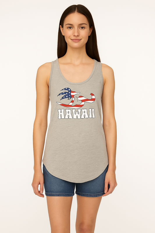 Honolua Wahine Tank Top – HAWAII Graphic (Heather Grey)