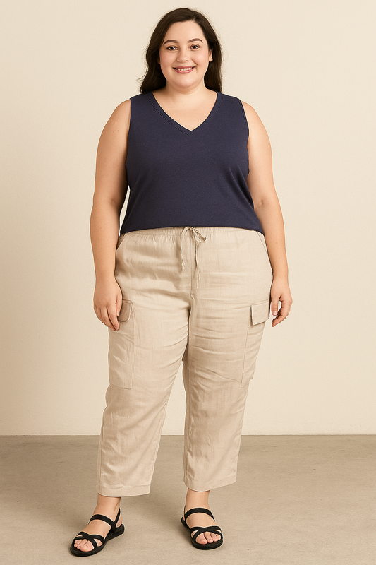 Time and Tru Women’s Relaxed Fit Straight Leg Linen Pants