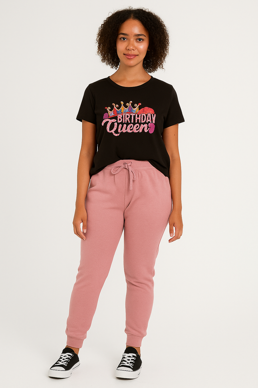 Birthday Queen” Graphic T-Shirt – Black