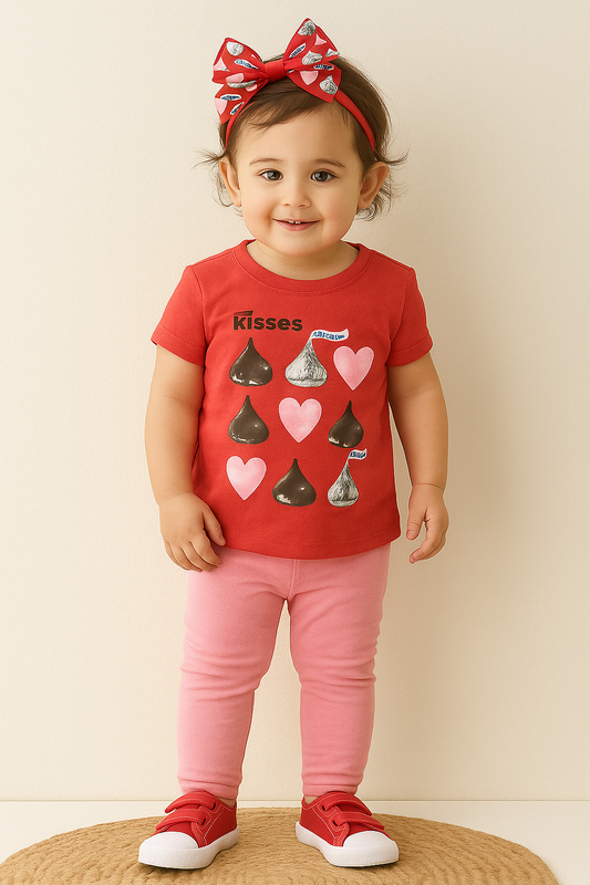 Valentine Hershey’s Toddler Girl Tee in Ribbon Red.