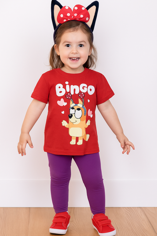 Bluey Bingo Toddler Valentine's Day Short Sleeve T-Shirt