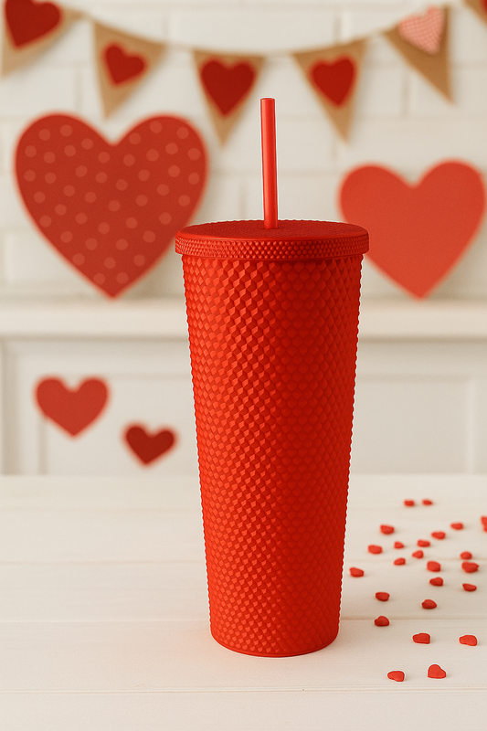 ✨ Studded Red Reusable Tumbler – 24 oz