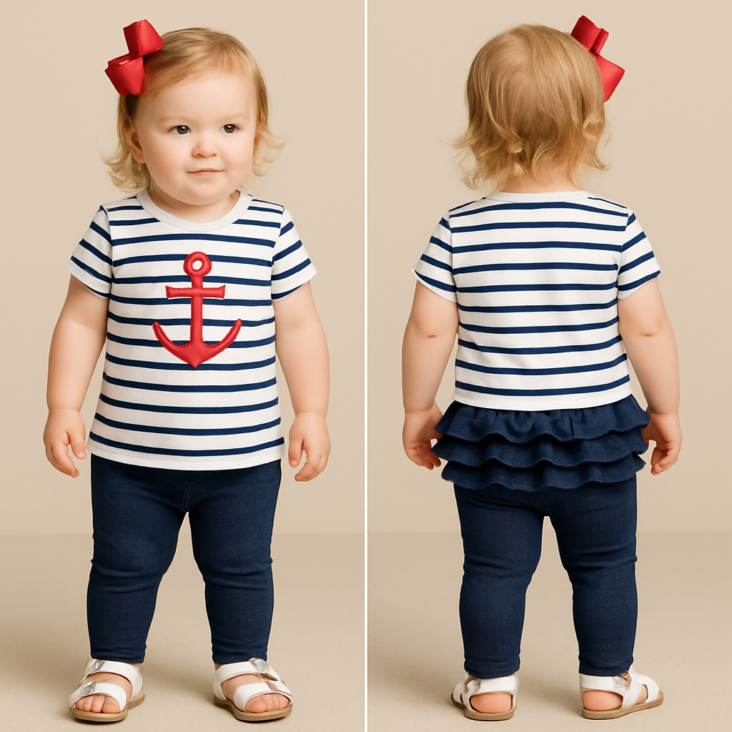 Girls’ Knit Denim Leggings – Ruffle Butt Style