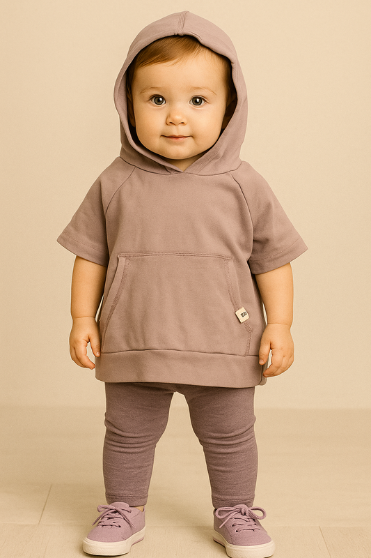 Organic Baby Hoodie – SS Kangaroo Pocket Hoodie (18M) – Purple