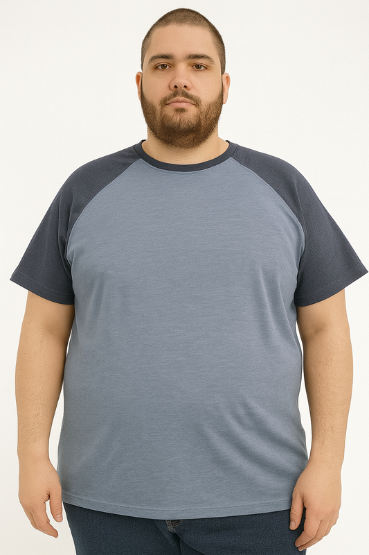 Men’s Blue Raglan Sleeve Tee – 3XL (54-56)