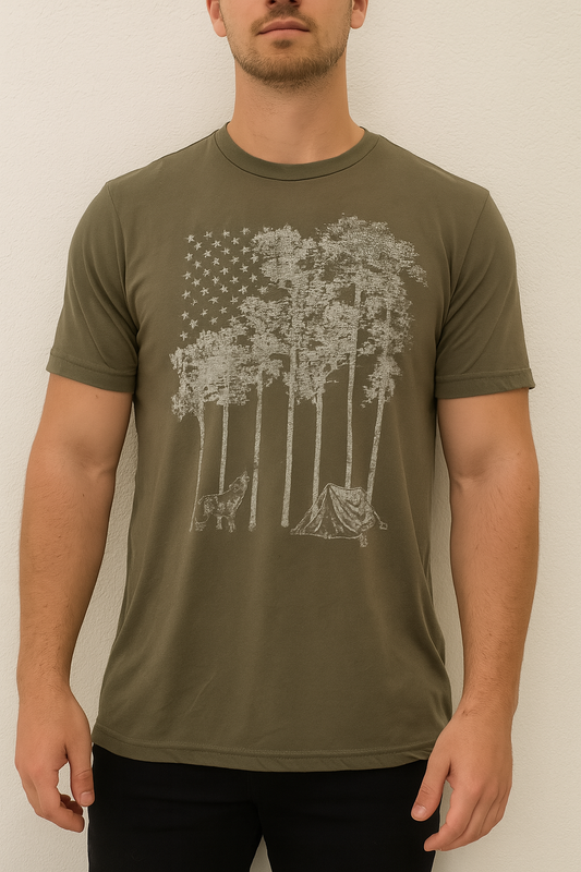 C + P “Camp & Howl” Graphic Tee — Olive Green