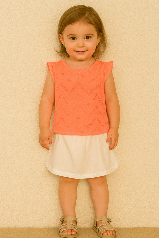 Girls’ Neon Coral Lace Cover-Up Top