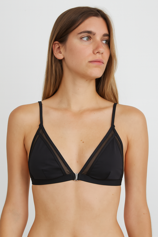 Black Mesh Trim Triangle Bralette