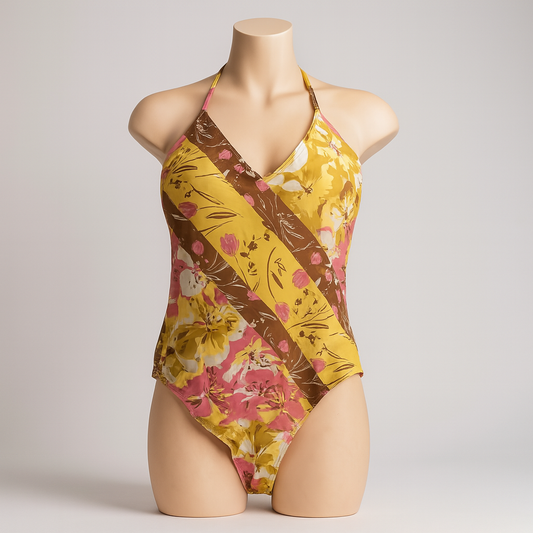 Sandflower Floral Halter One-Piece Swimsuit