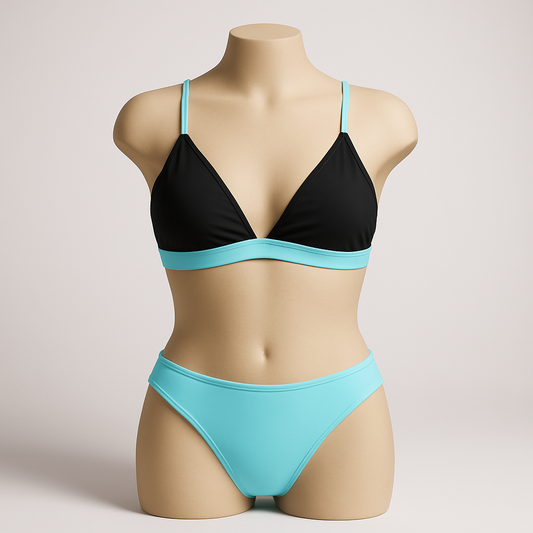 Endless Waves Black & Aqua Triangle Bikini Set